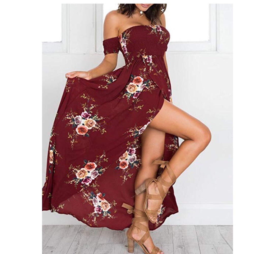 Floral off the shoulder maxi dress